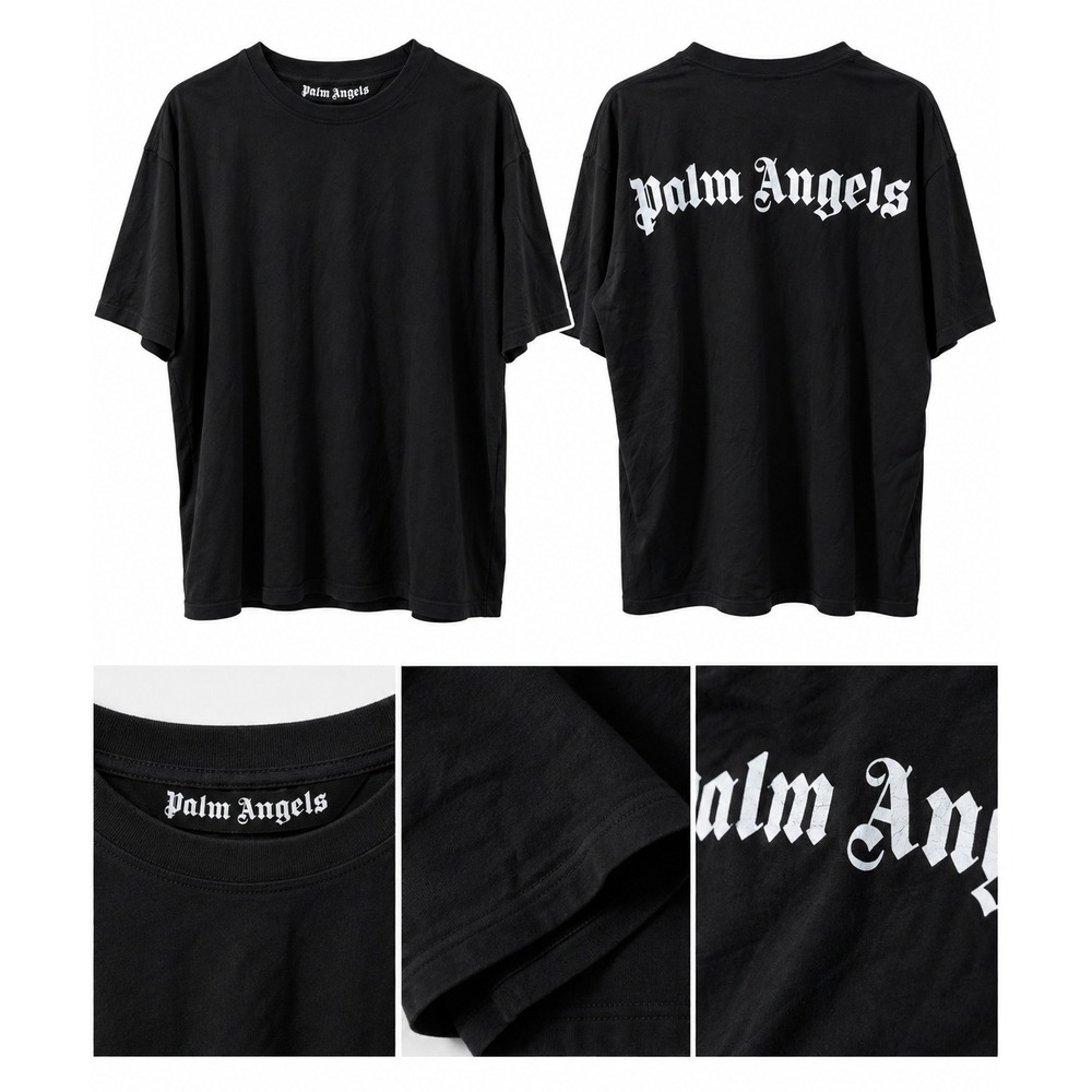 Palm angels black white spell out tshirt large/x large short sleeve mens